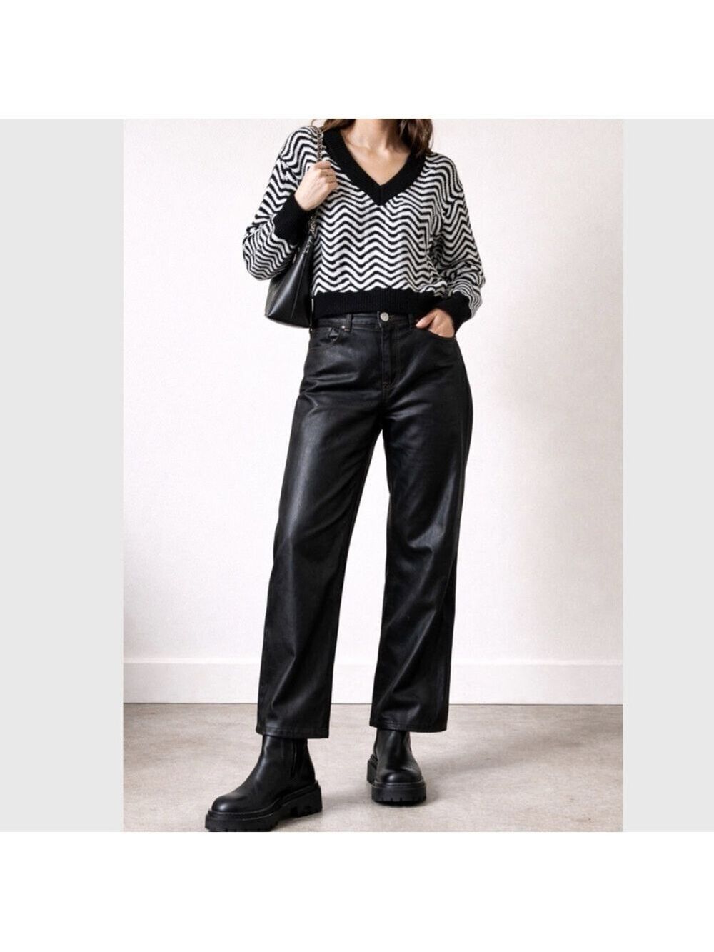 NWT $99 Everlane EVERY Coated Cotton Faux Leather Straight-Leg Pants – Varied - Picture 2 of 10